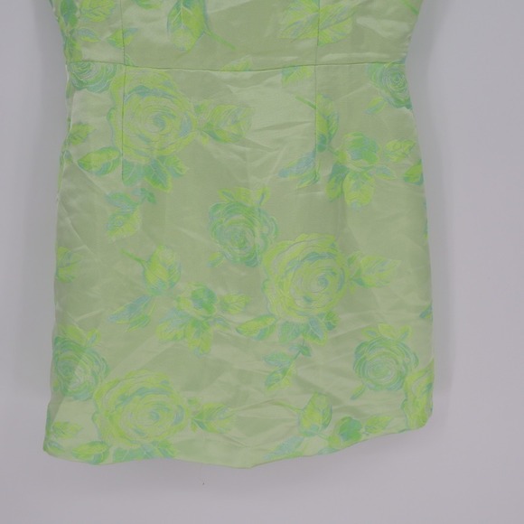Lulus Brighter Side Mini Dress Womens M Light Green Floral Jacquard Scoop Neck - Picture 4 of 8